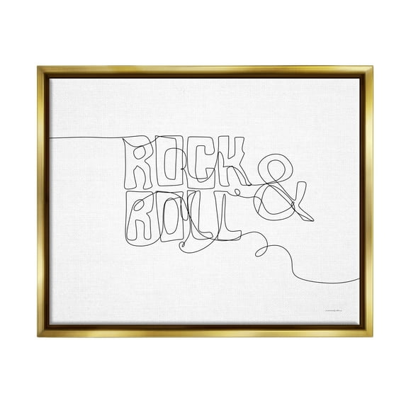 Stupell Rock & Roll Music Line Doodle Beauty & Fashion Painting Gold Floater Framed Art Print Wall Art