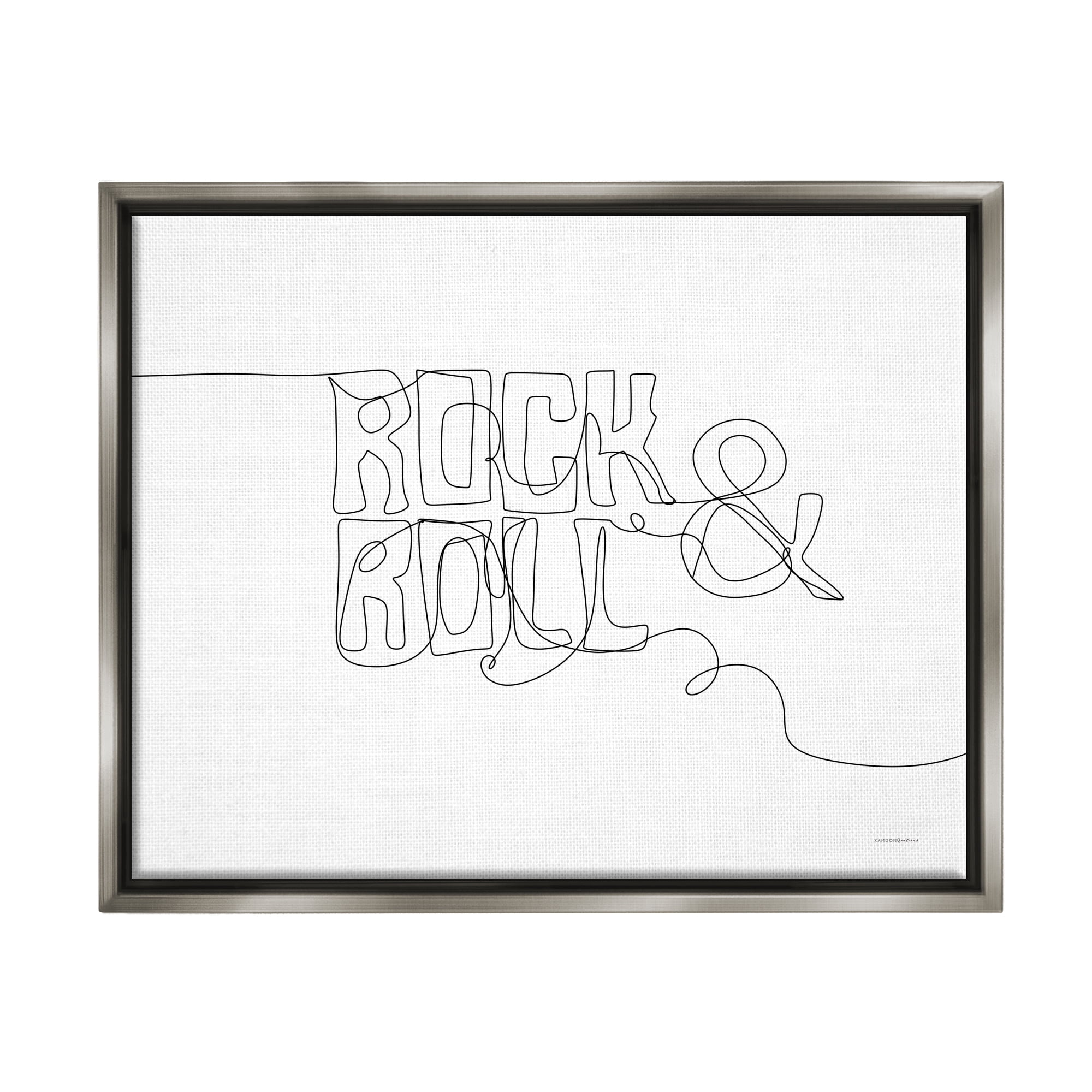 Stupell Rock & Roll Music Line Doodle Beauty & Fashion Painting Gray Floater Framed Art Print Wall Art