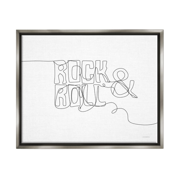 Stupell Rock & Roll Music Line Doodle Beauty & Fashion Painting Gray Floater Framed Art Print Wall Art