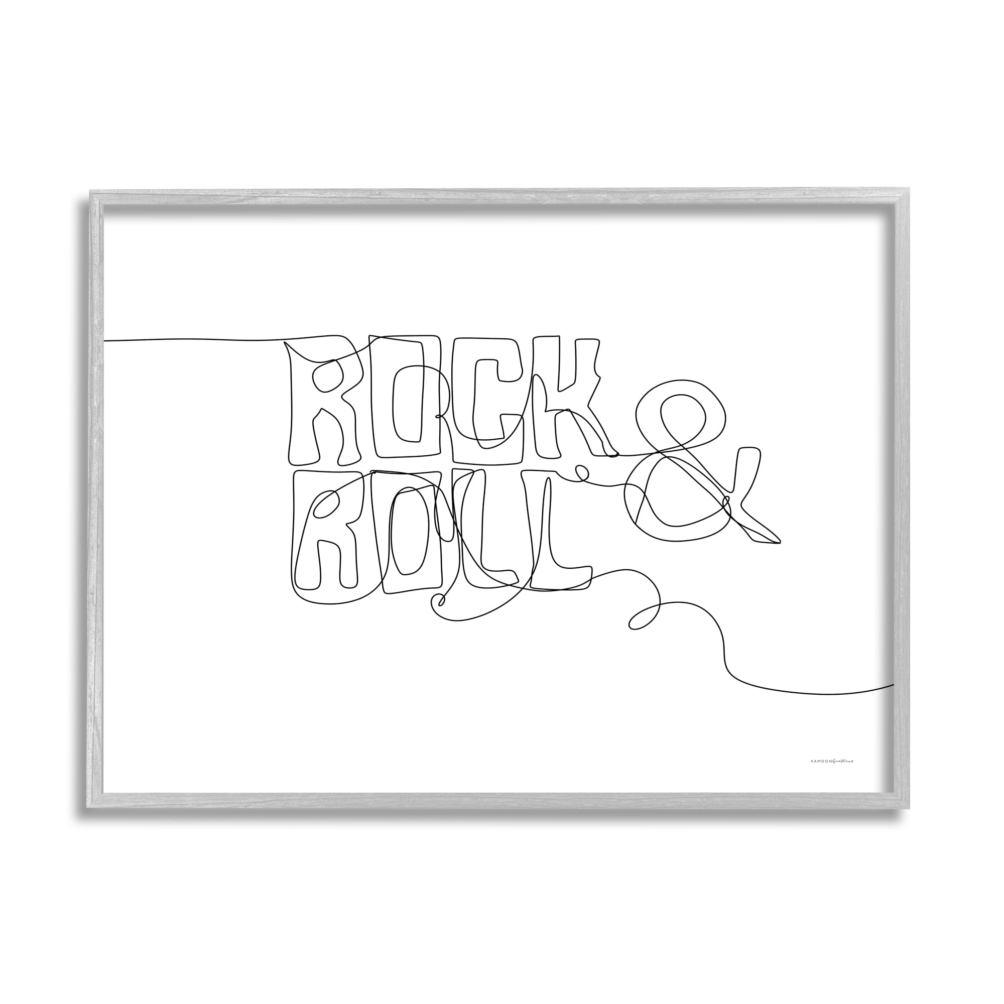 Stupell Rock & Roll Music Line Doodle Beauty & Fashion Painting Gray Framed Art Print Wall Art