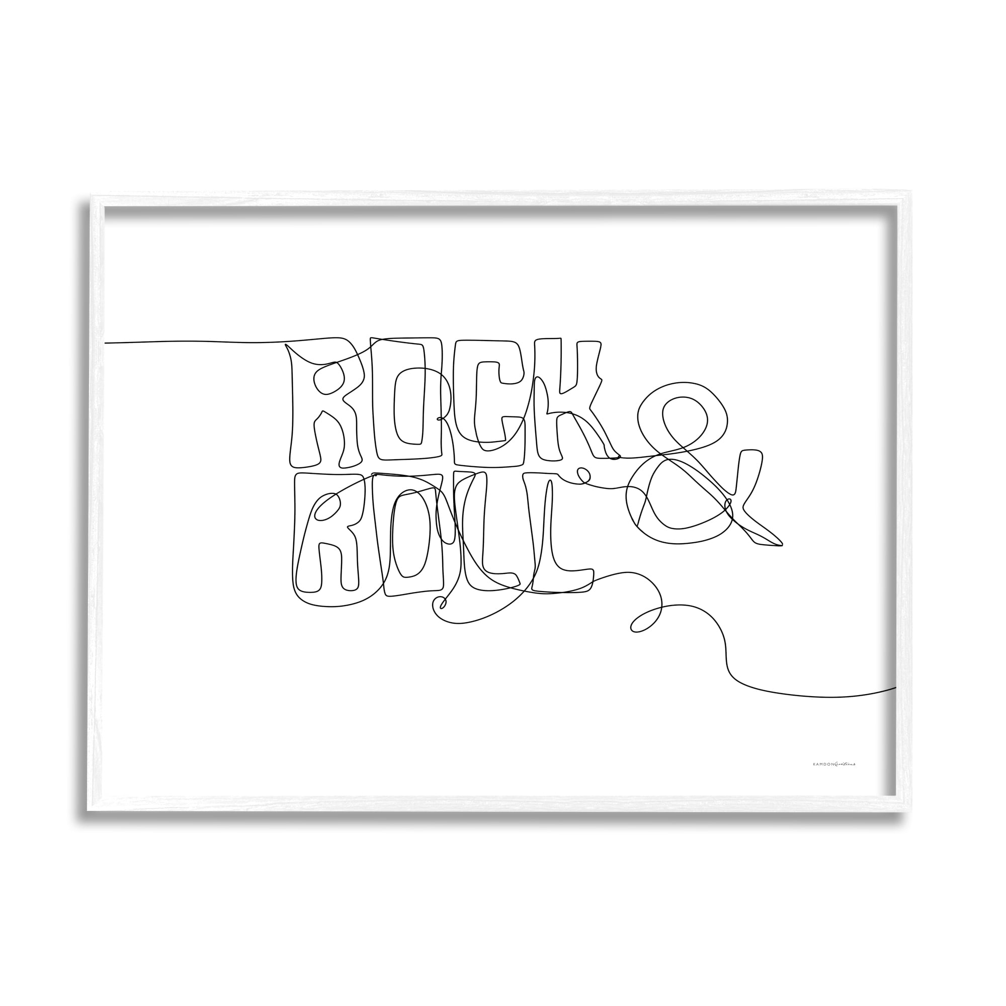 Stupell Rock & Roll Music Line Doodle Beauty & Fashion Painting White Framed Art Print Wall Art
