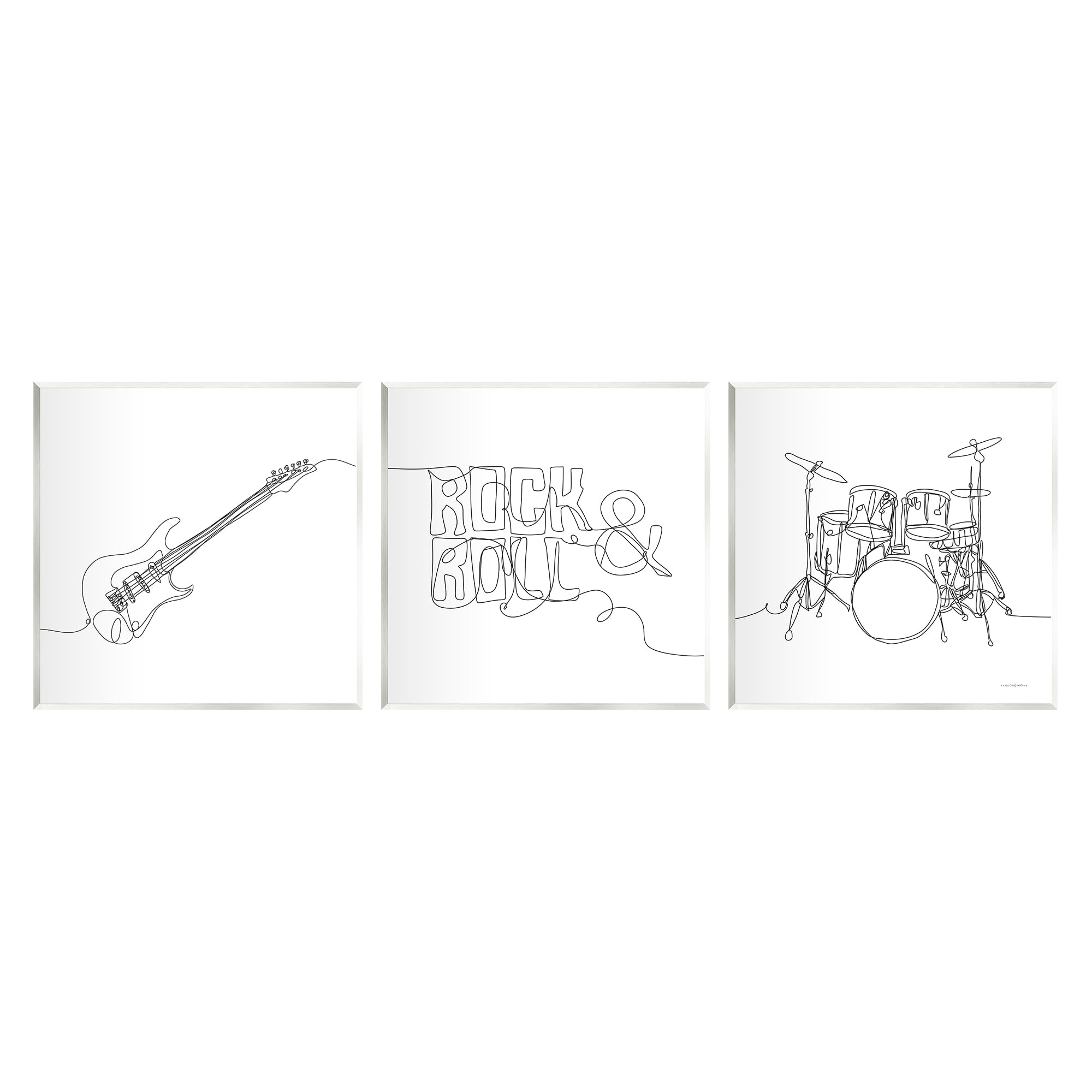 Stupell Rock & Roll Musical Instrument Doodles Beauty & Fashion Painting Wall Plaque Unframed Art Print Wall Art, Set of 3