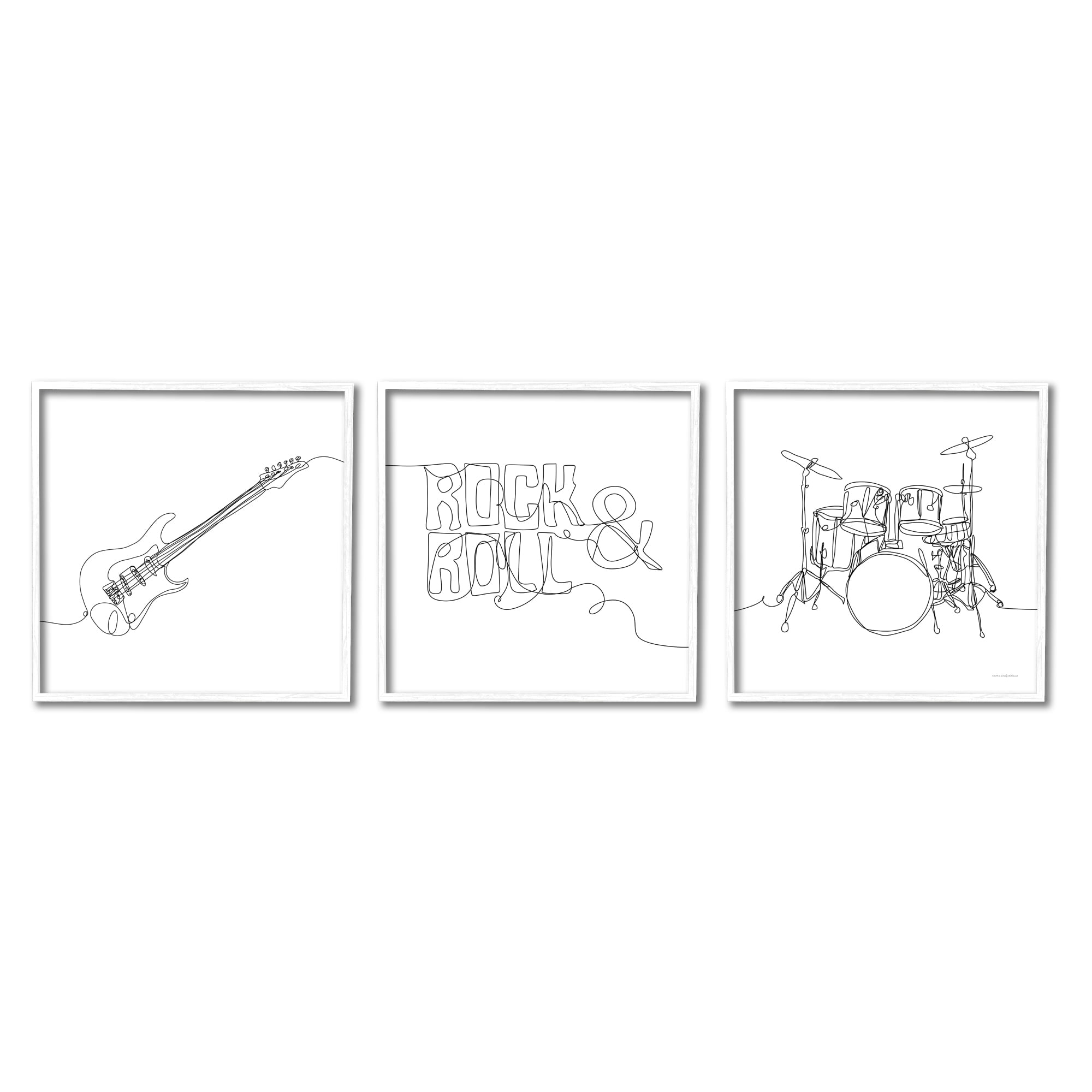 Stupell Rock & Roll Musical Instrument Doodles Beauty & Fashion Painting White Framed Art Print Wall Art, Set of 3