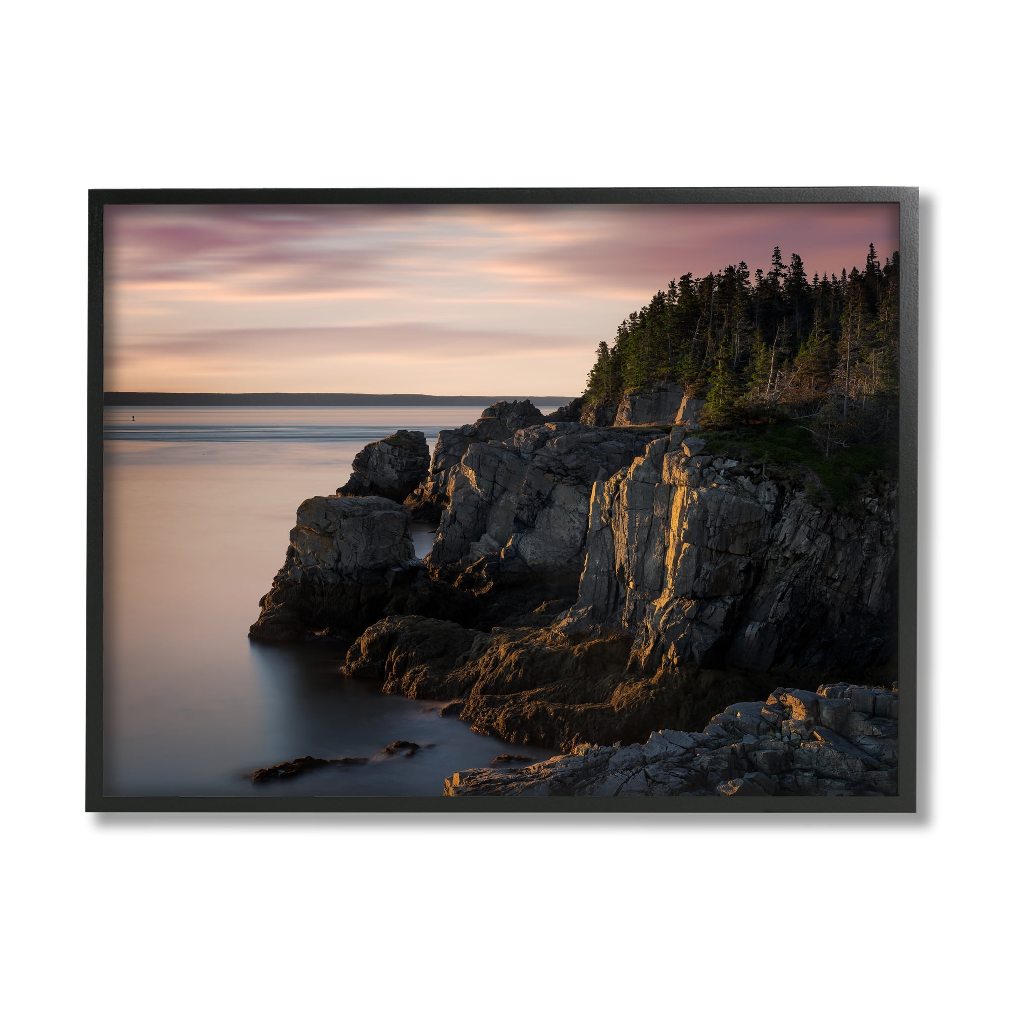 Stupell Rocky Cliff Seaside Nature Landscape Photography Black Framed Art Print Wall Art