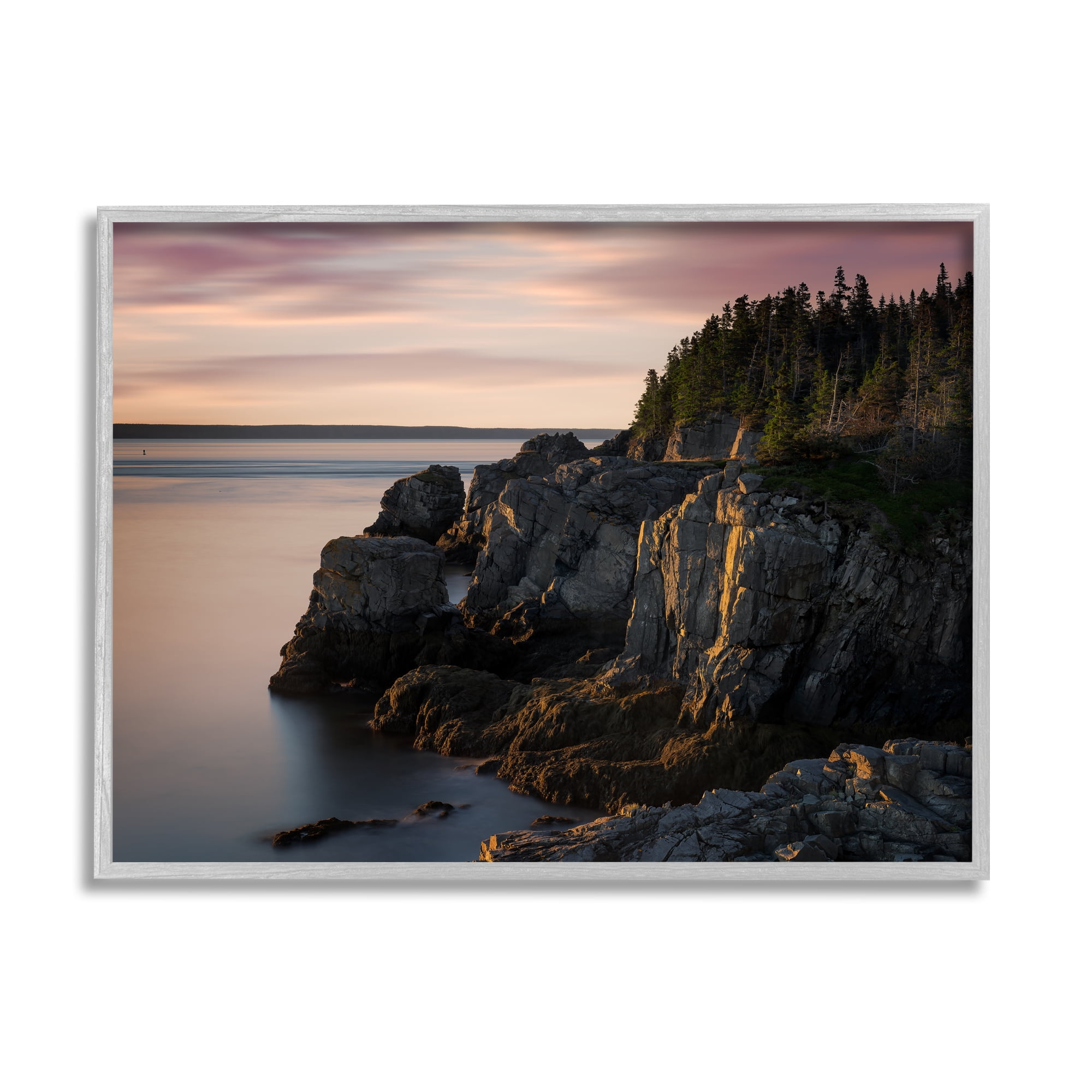 Stupell Rocky Cliff Seaside Nature Landscape Photography Gray Framed Art Print Wall Art