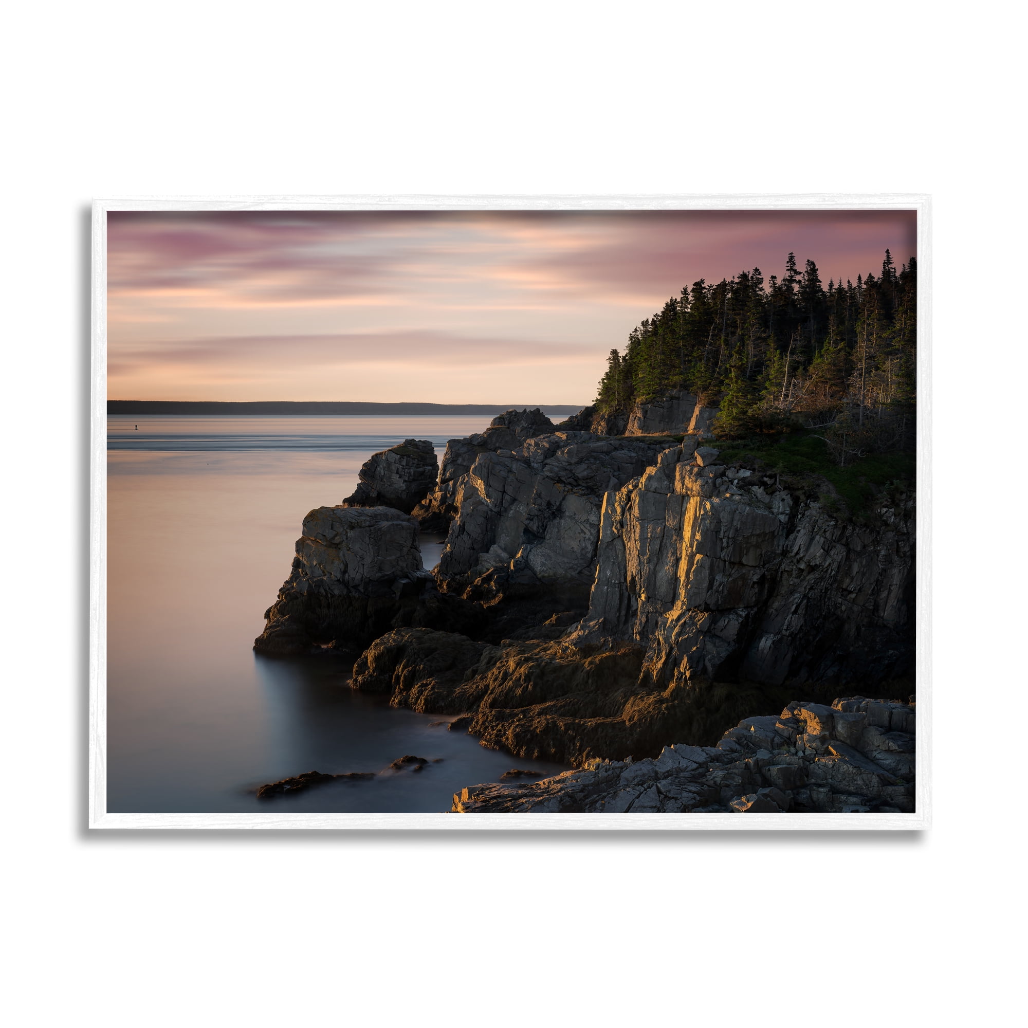 Stupell Rocky Cliff Seaside Nature Landscape Photography White Framed Art Print Wall Art