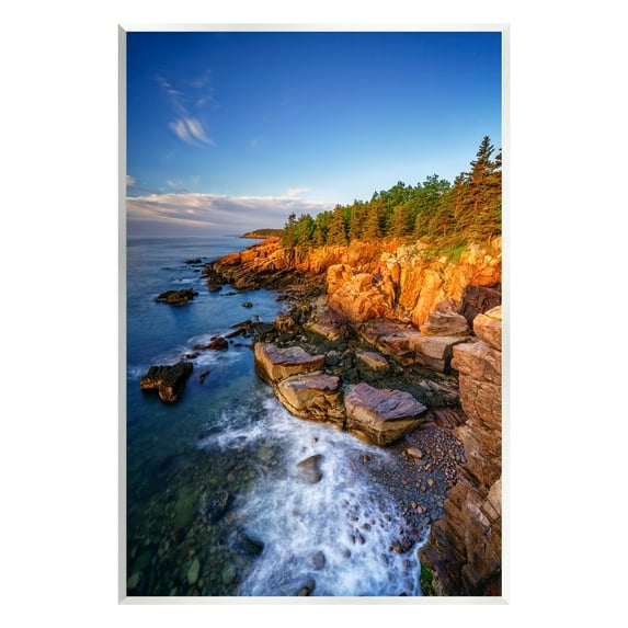 Stupell Rocky Cliffs Shore Beach Foam Landscape Photography Wall Plaque Unframed Art Print Wall Art
