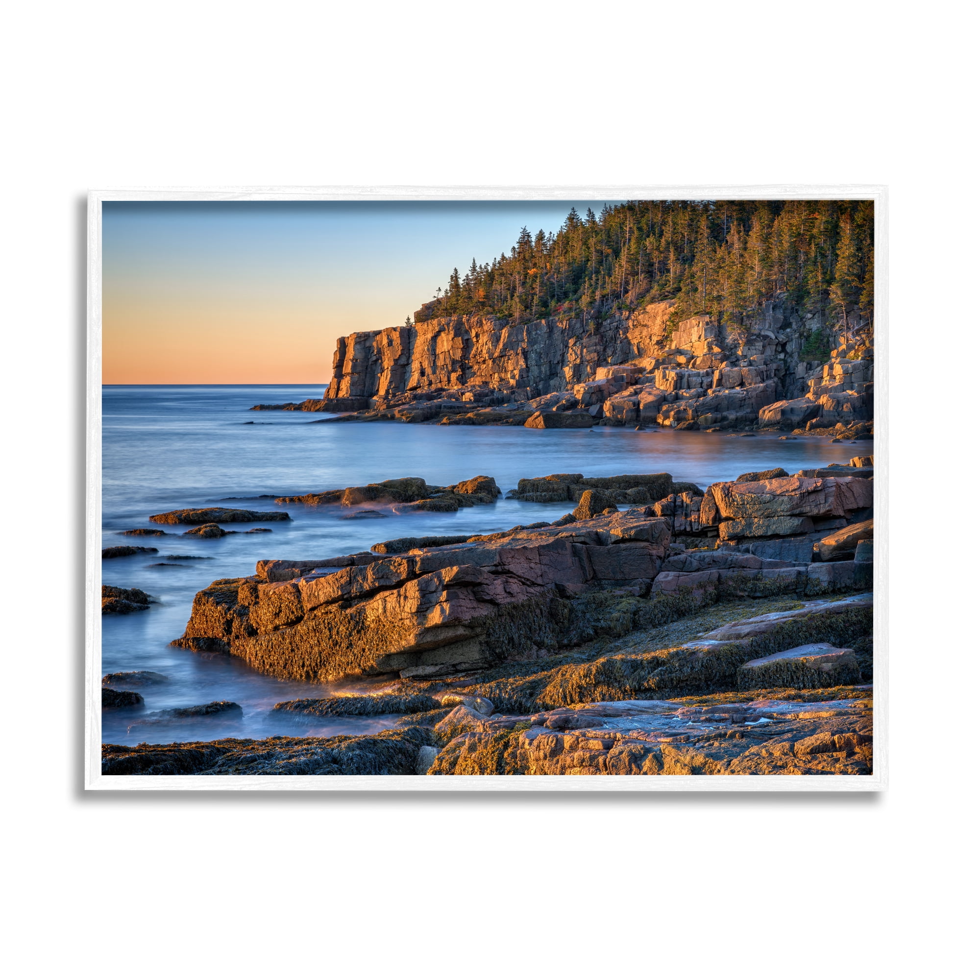 Stupell Rocky Cove Ocean Cliffs Landscape Photography White Framed Art Print Wall Art