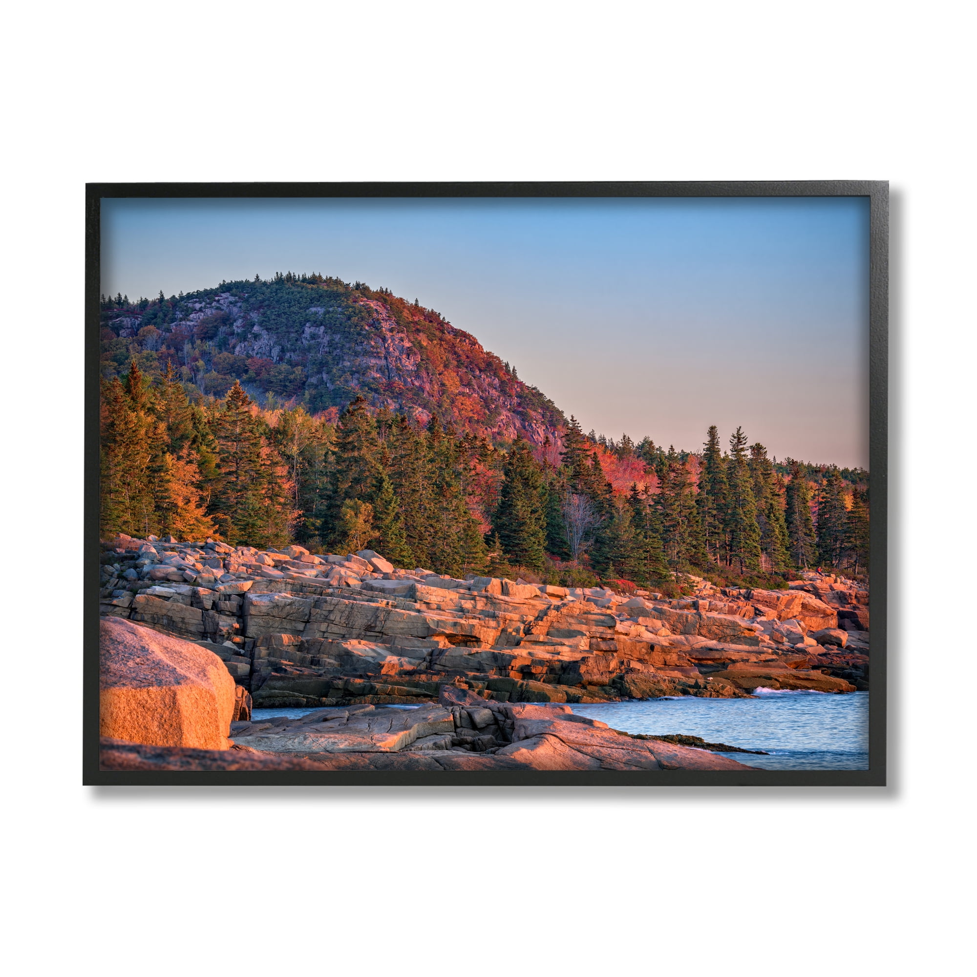Stupell Rocky Seaside Mountain Cliff Landscape Photography Black Framed Art Print Wall Art