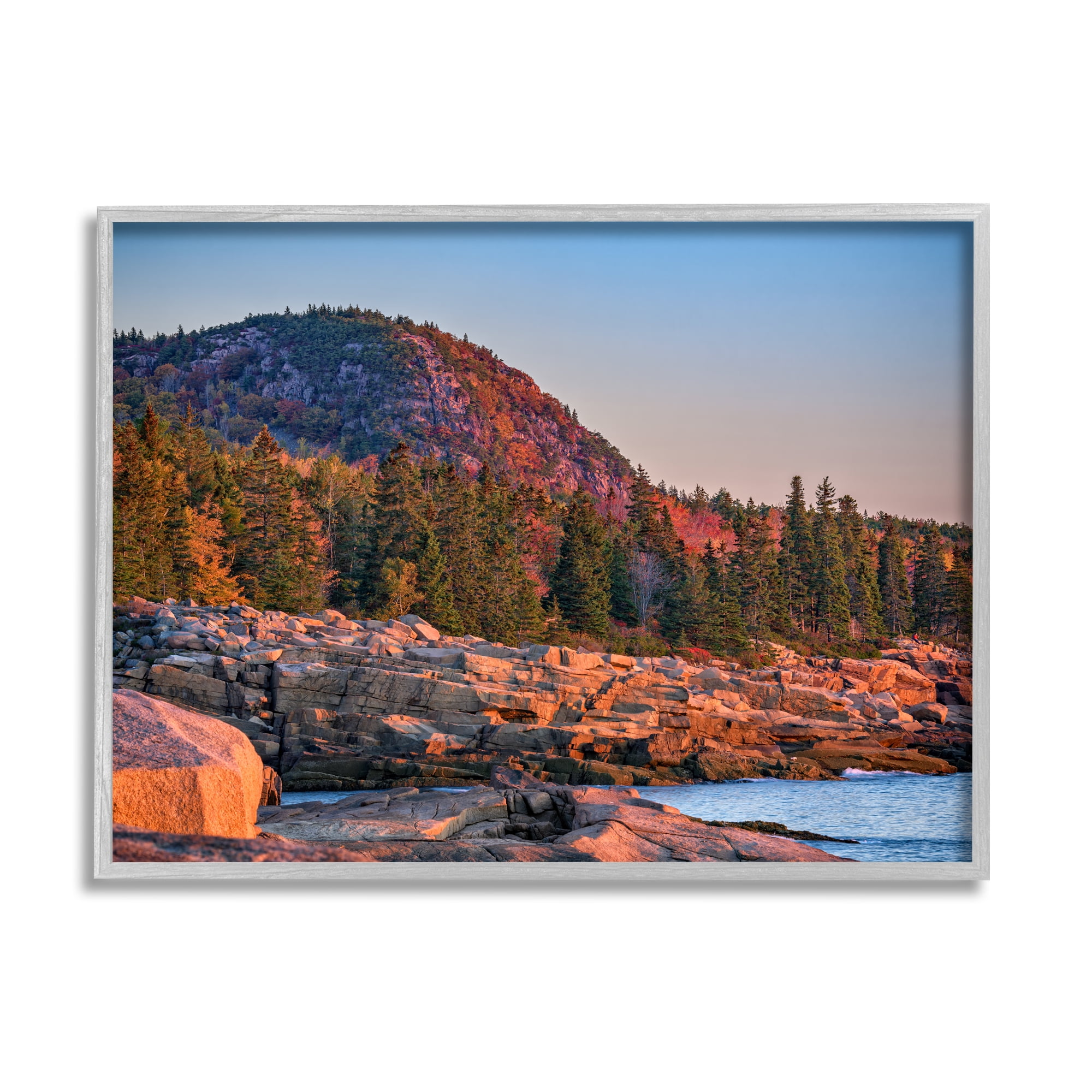 Stupell Rocky Seaside Mountain Cliff Landscape Photography Gray Framed Art Print Wall Art