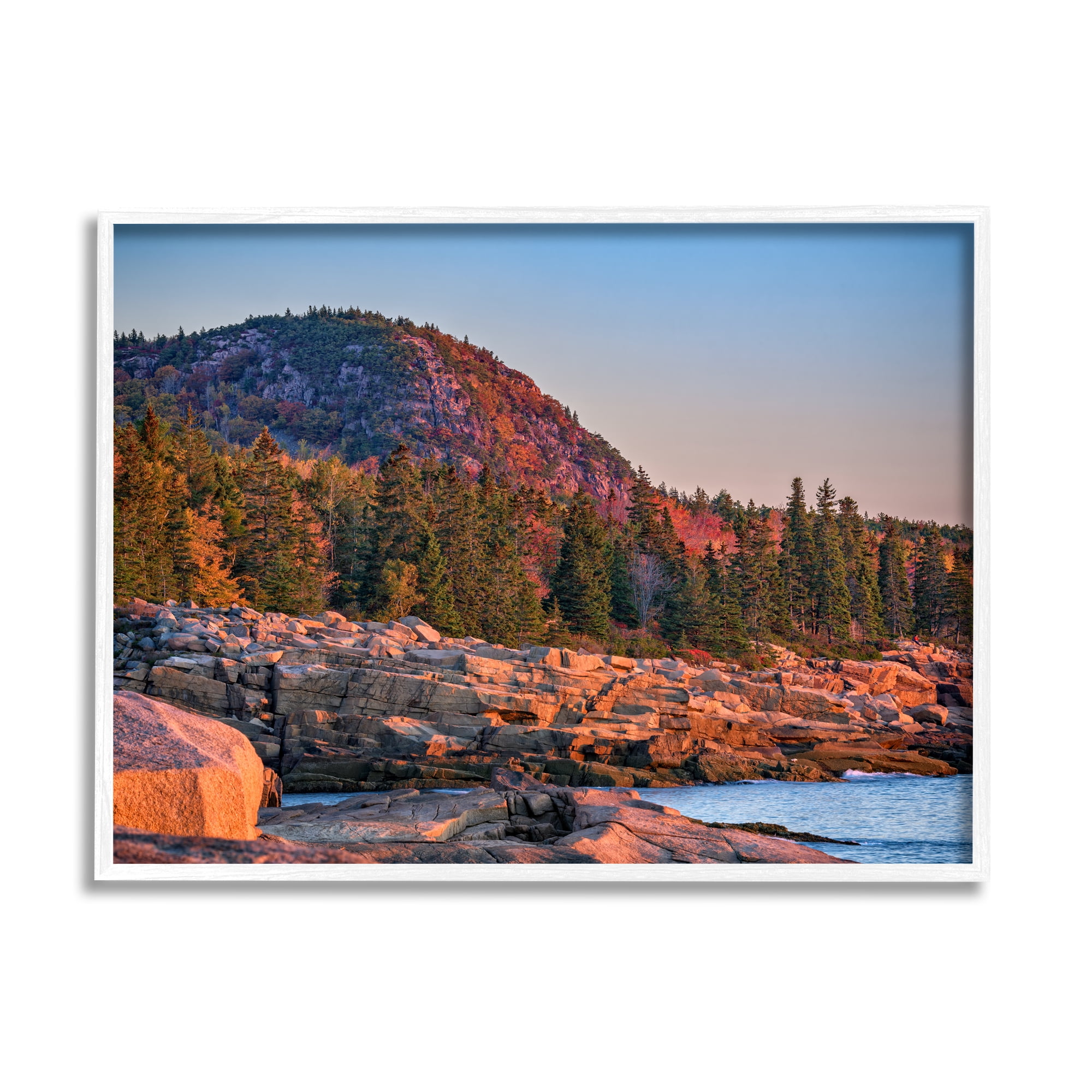 Stupell Rocky Seaside Mountain Cliff Landscape Photography White Framed Art Print Wall Art