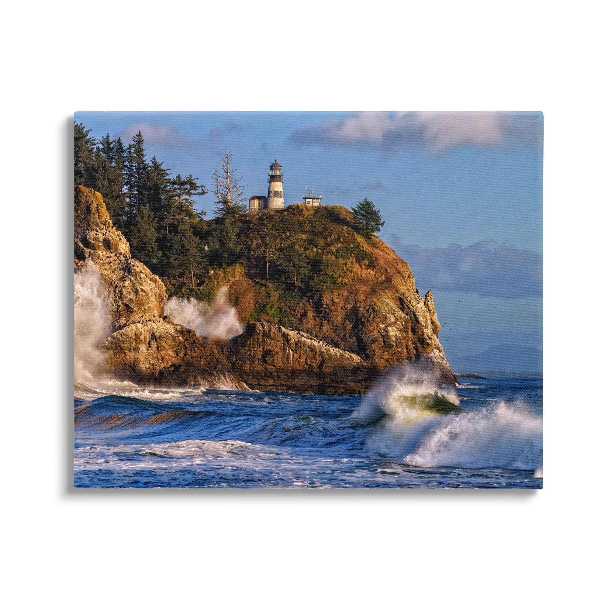 Stupell Rolling Sea Waves Lighthouse Cliff Landscape Photography Gallery Wrapped Canvas Print Wall Art