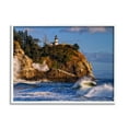 thumbnail image 1 of Stupell Rolling Sea Waves Lighthouse Cliff Landscape Photography White Framed Art Print Wall Art, 1 of 7