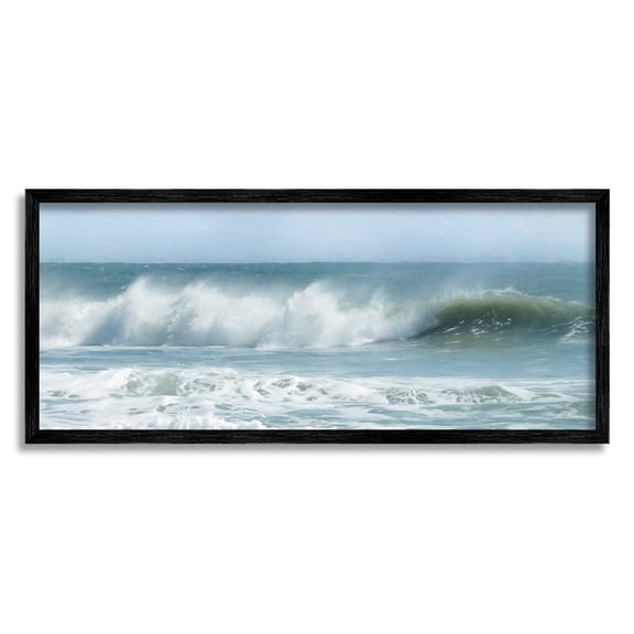 Stupell Rolling Sea Waves Ocean Landscape Photography Black Framed Art Print Wall Art