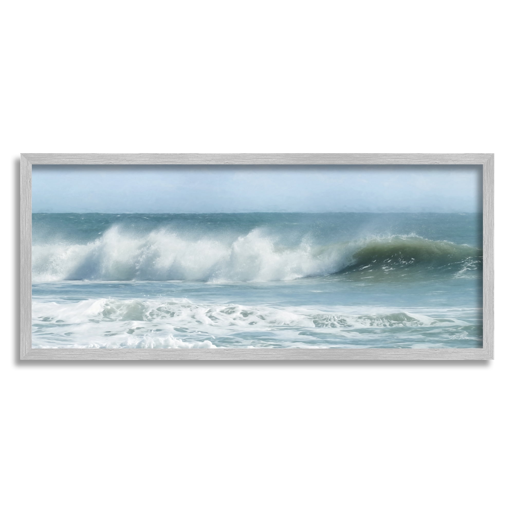Stupell Rolling Sea Waves Ocean Landscape Photography Gray Framed Art ...