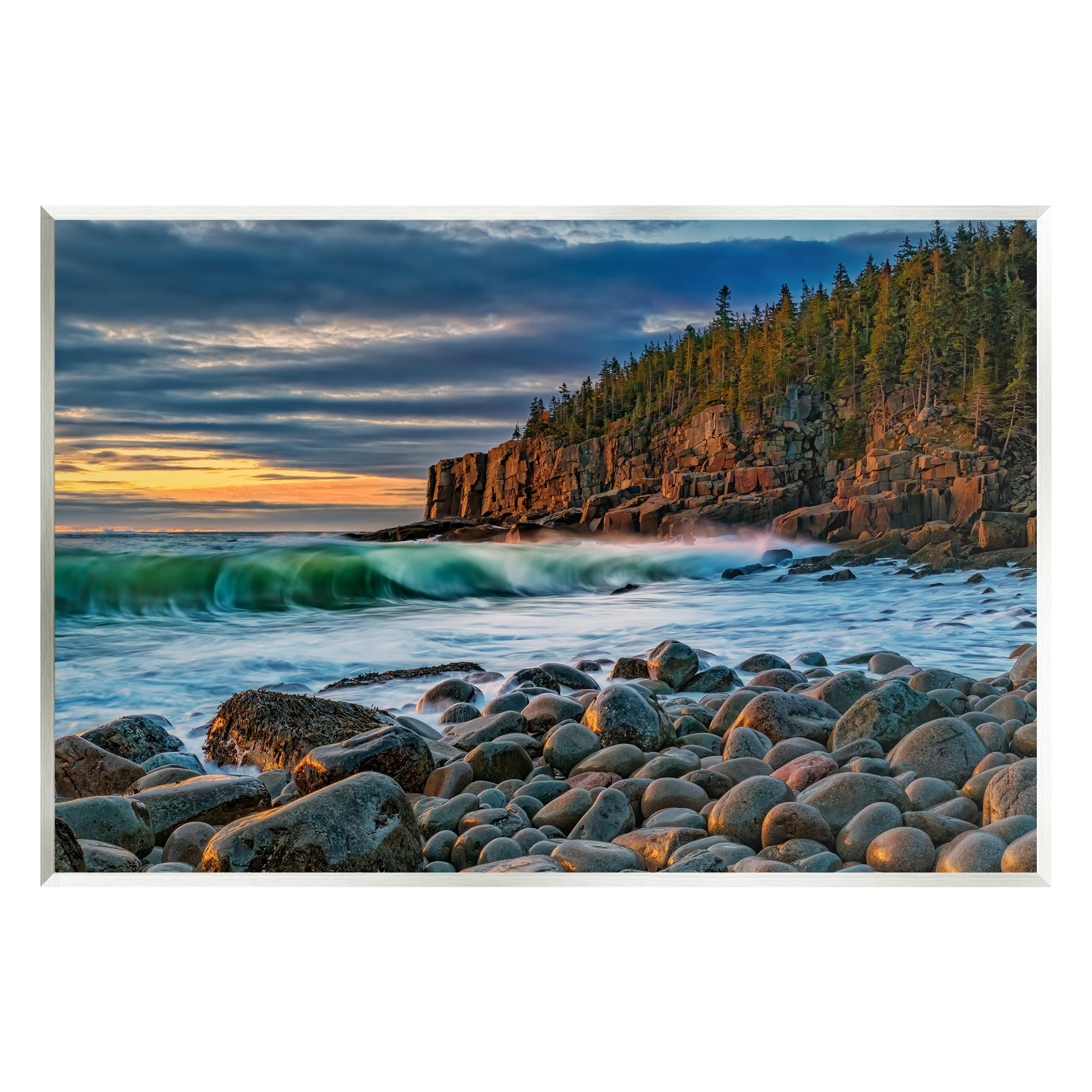 Stupell Rolling Waves Beach Rocks Coast Landscape Photography Wall ...