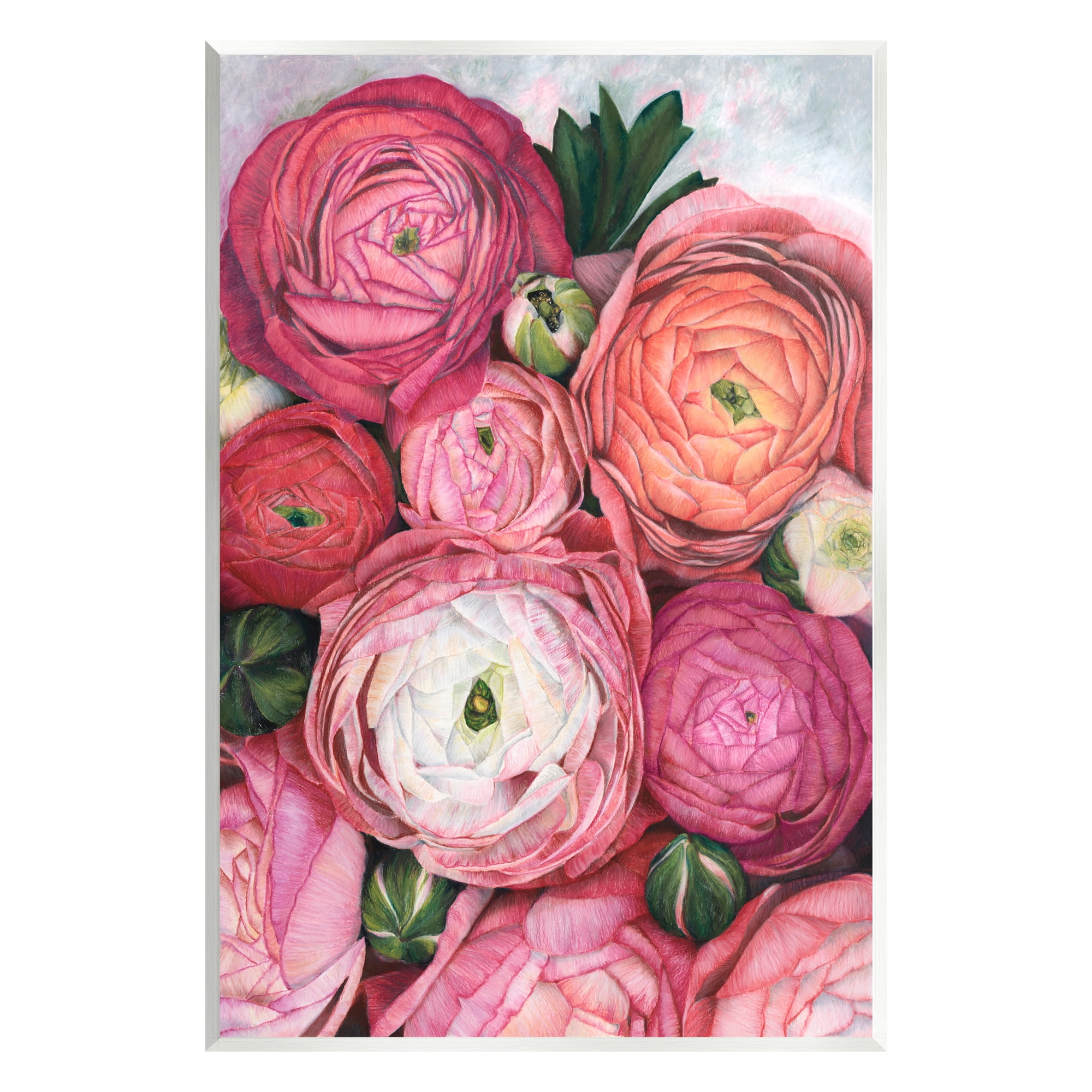 Stupell Romantic Red Peonies Budding Botanical & Floral Painting Wall Plaque Unframed Art Print Wall Art