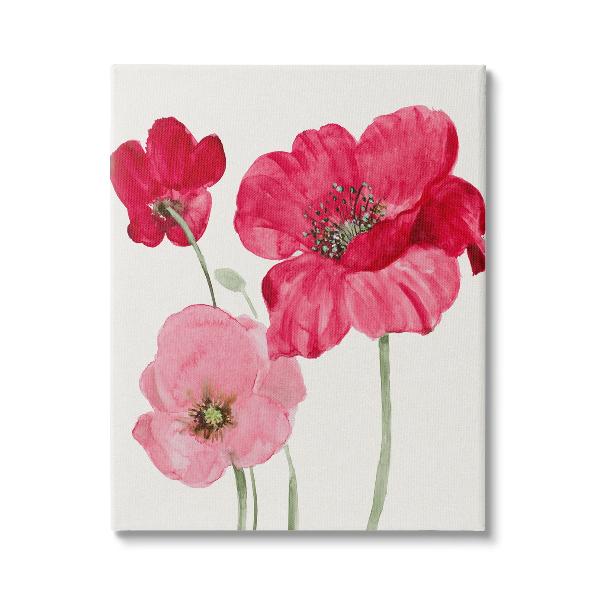 Romantic Red and Pink Poppies Canvas Wall Art
