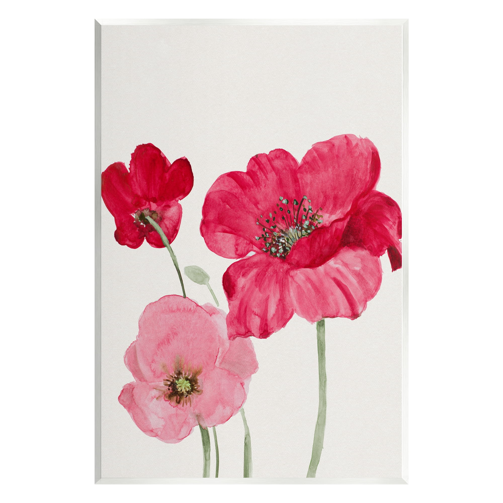 Stupell Romantic Red Poppies Trio Botanical & Floral Painting Wall Plaque Unframed Art Print Wall Art