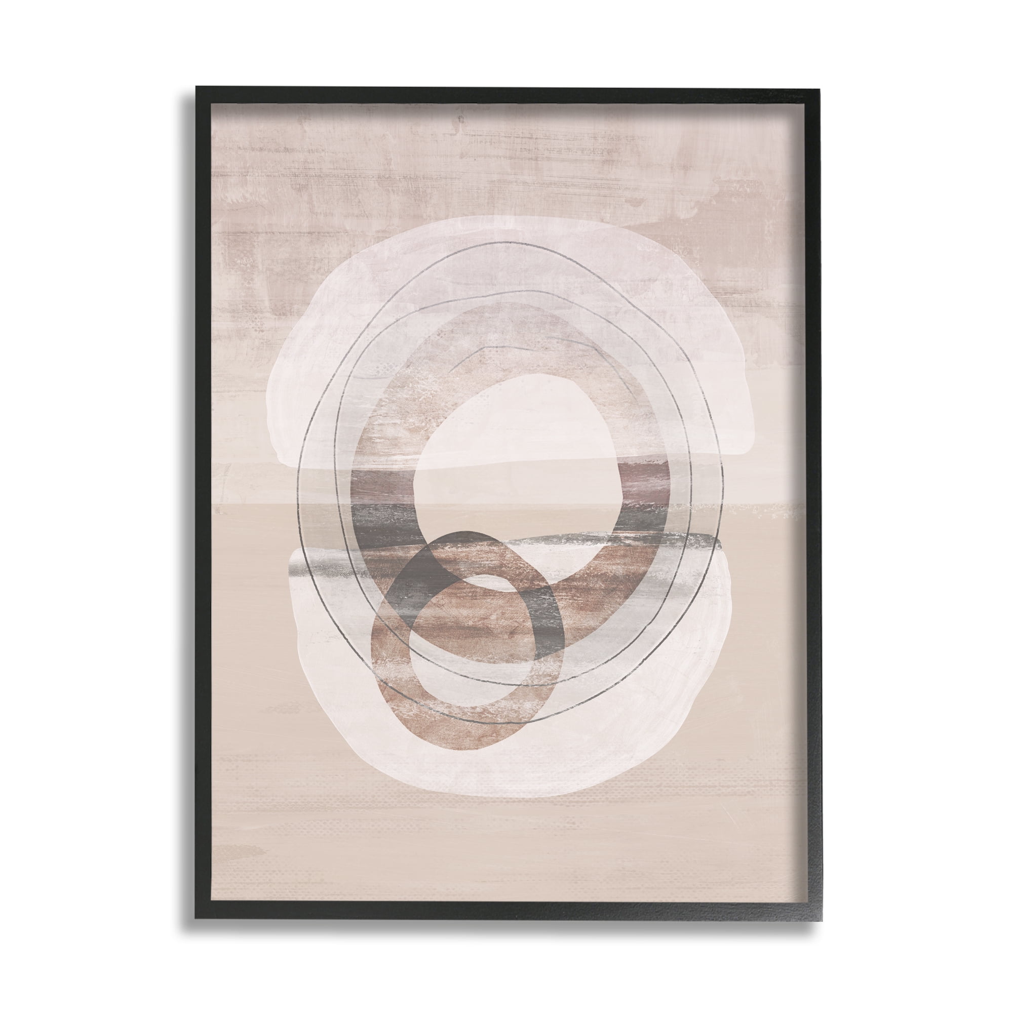 Stupell Round Boho Circles Contemporary Abstract Painting Black Framed Art Print Wall Art