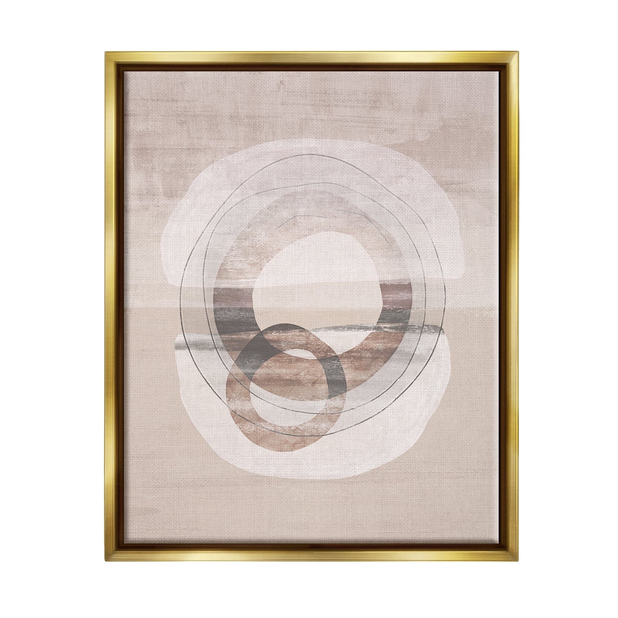 Stupell Round Boho Circles Contemporary Abstract Painting Gold Floater Framed Art Print Wall Art