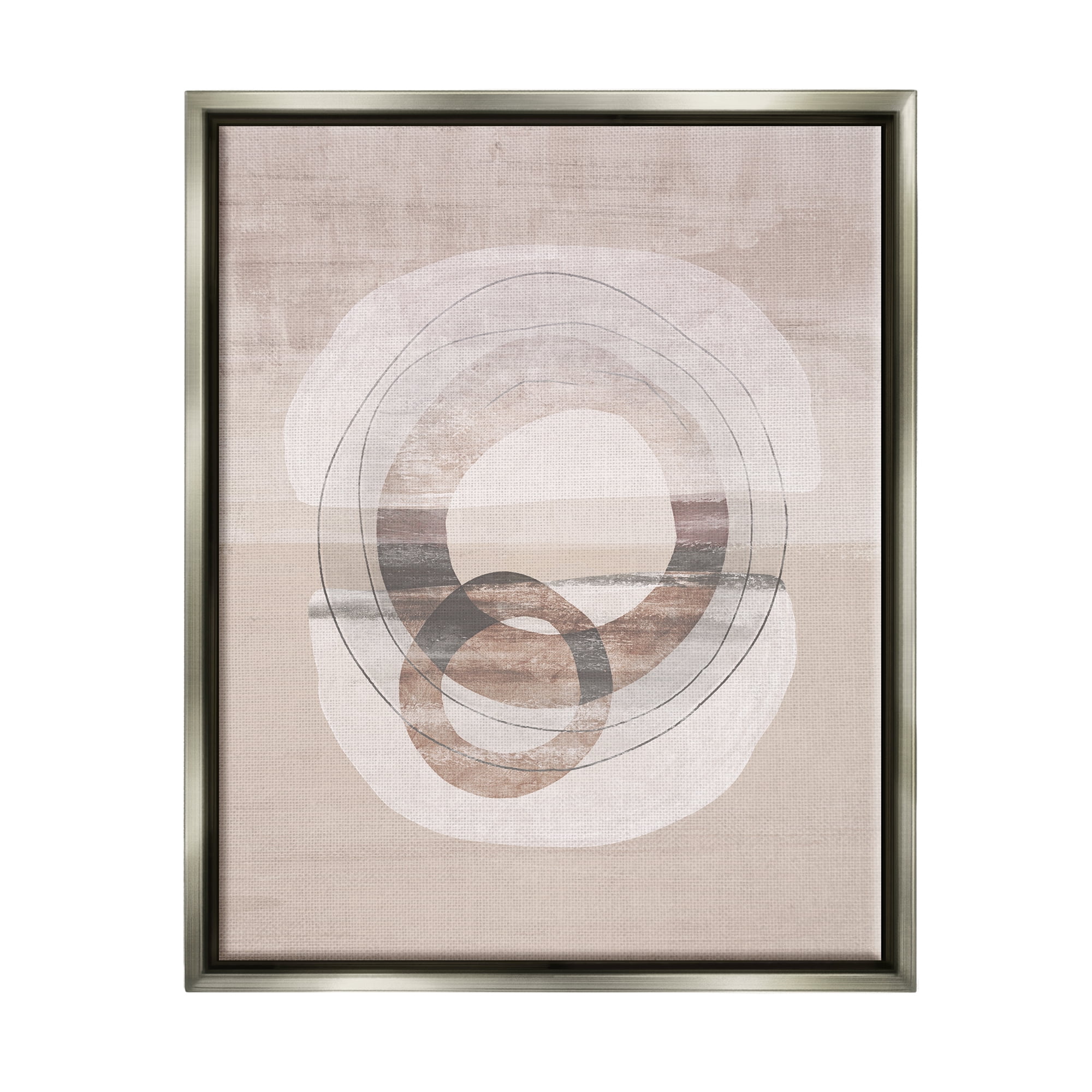 Stupell Round Boho Circles Contemporary Abstract Painting Gray Floater Framed Art Print Wall Art