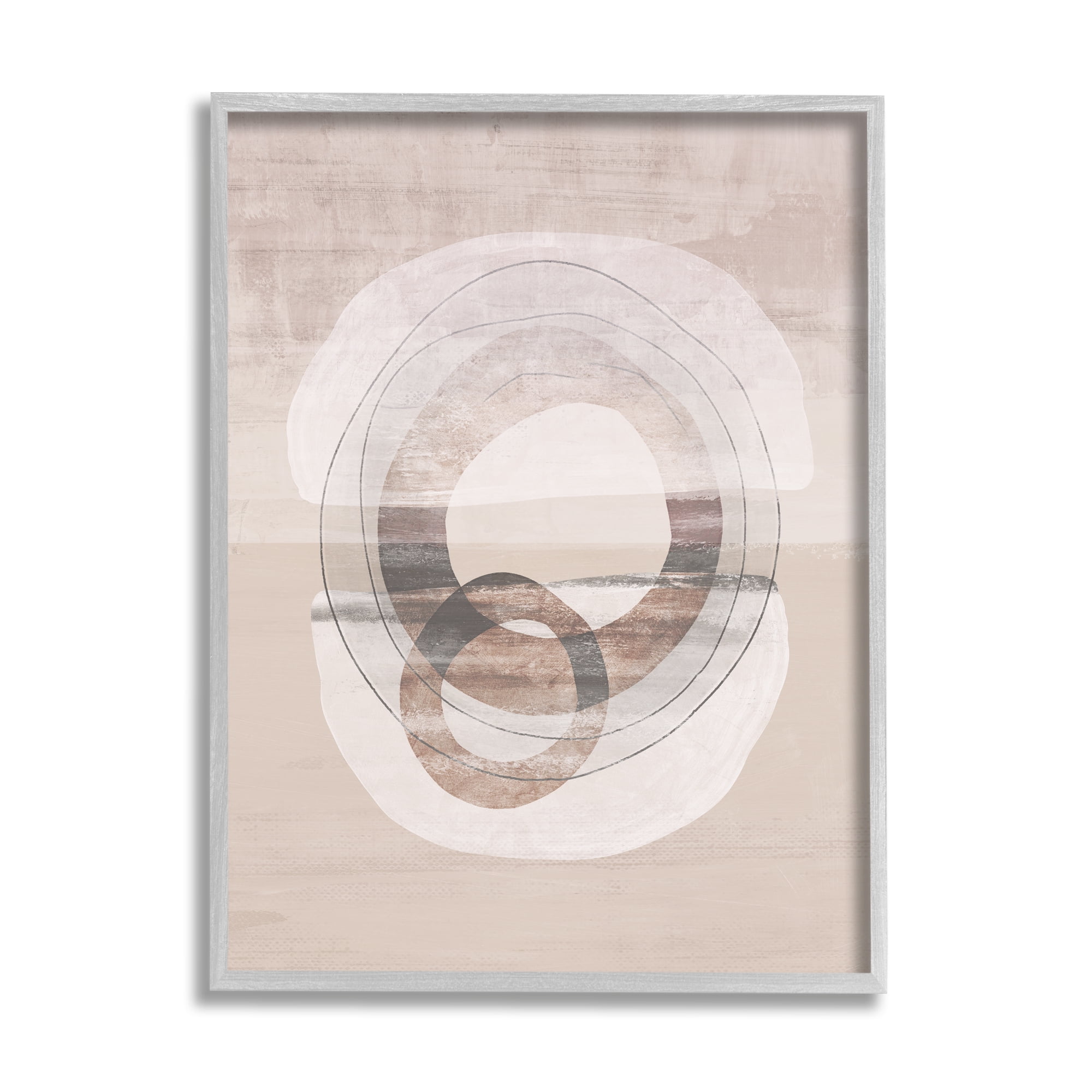 Stupell Round Boho Circles Contemporary Abstract Painting Gray Framed Art Print Wall Art