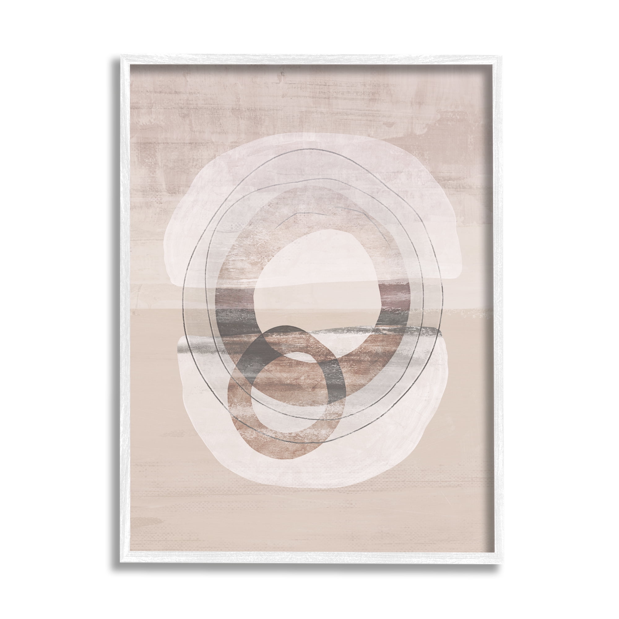 Stupell Round Boho Circles Contemporary Abstract Painting White Framed Art Print Wall Art