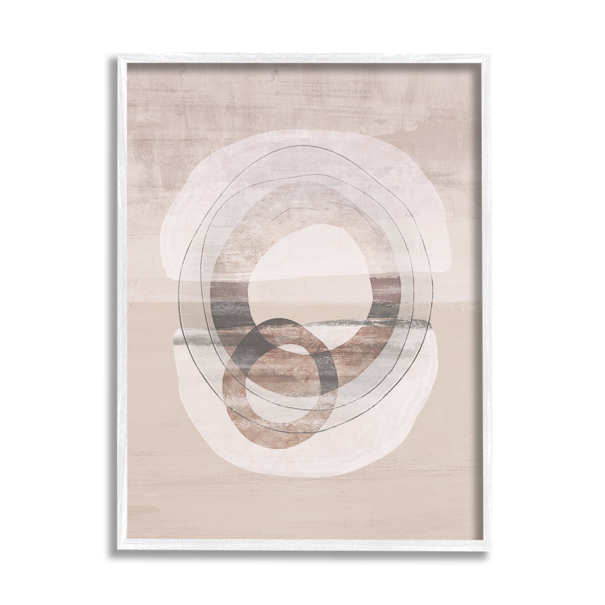 Stupell Round Boho Circles Contemporary Abstract Painting White Framed Art Print Wall Art