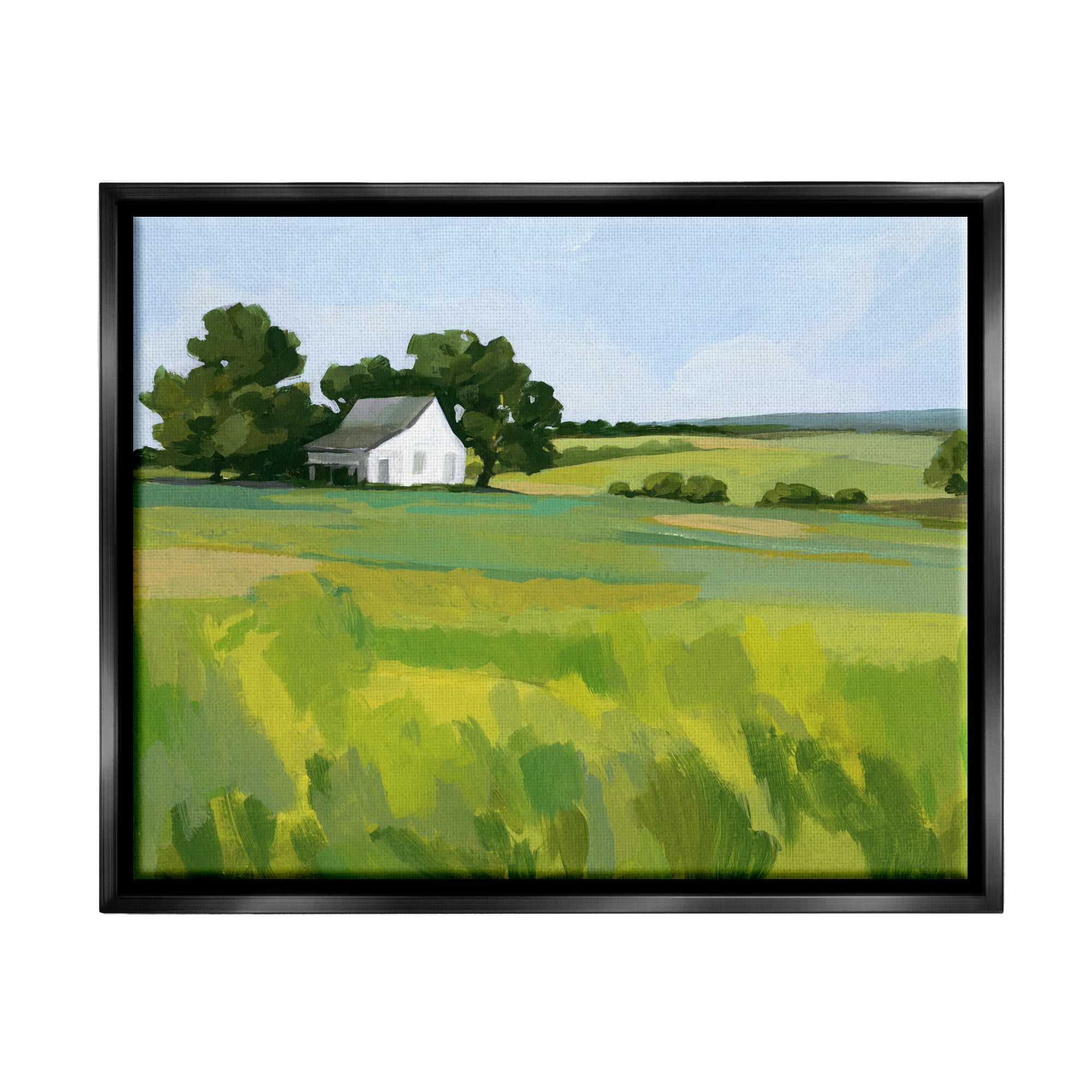 Stupell Rural Barn Abstract Scenery Landscape Painting Black Floater Framed Art Print Wall Art