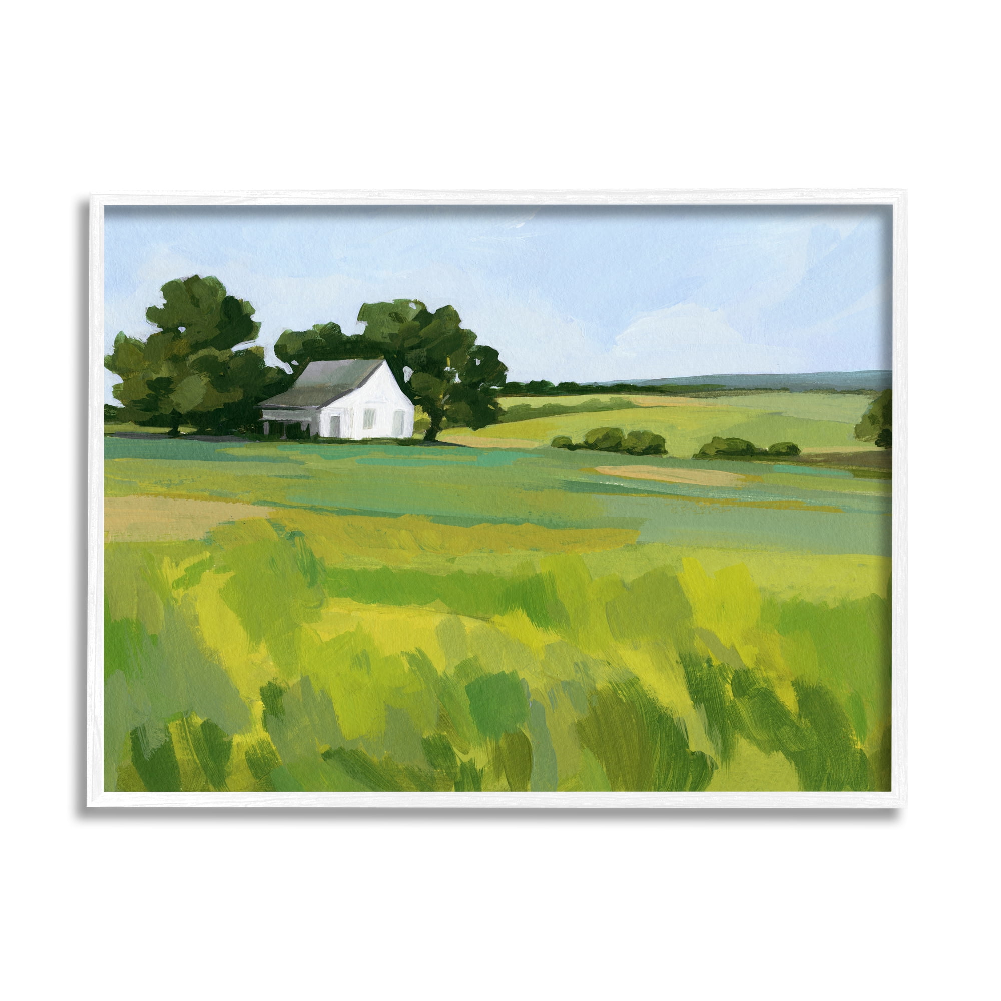 Stupell Rural Barn Abstract Scenery Landscape Painting White Framed Art Print Wall Art
