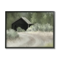 Stupell Rural Cabin Countryside Trail Landscape Painting Black Framed Art Print Wall Art