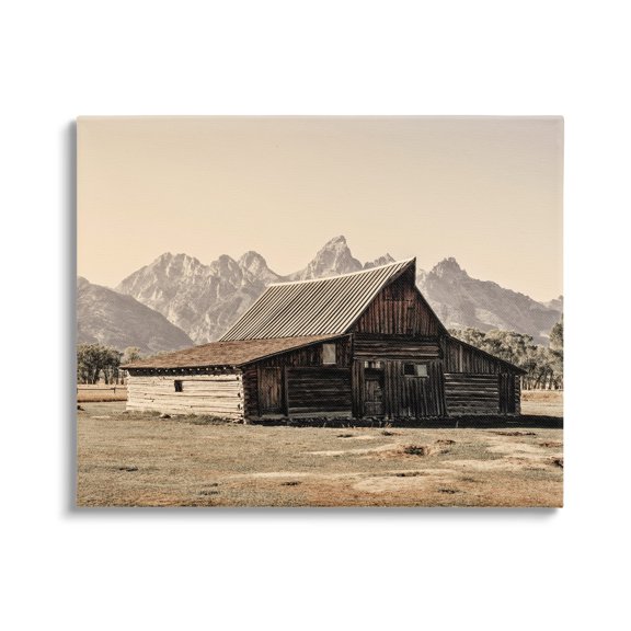 Stupell Rural Cabin Nature Mountain Peaks Landscape Photography Gallery Wrapped Canvas Print Wall Art