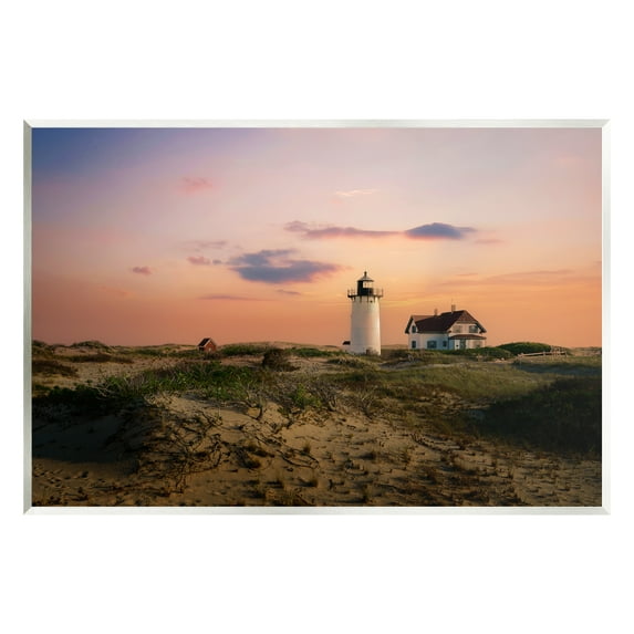 Stupell Rural Coast Lighthouse Dunes Landscape Photography Wall Plaque Unframed Art Print Wall Art