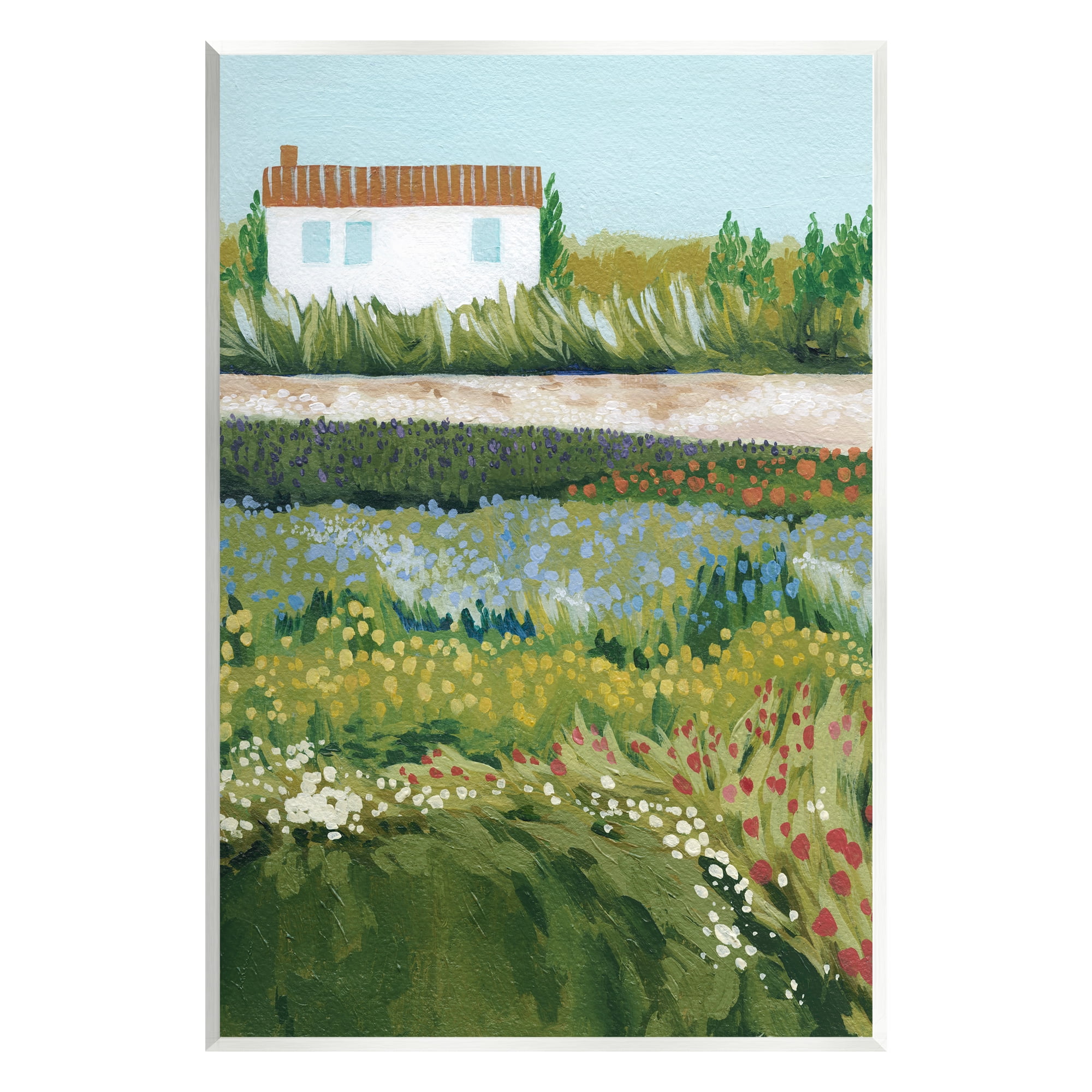 Stupell Rural Cottage Wildflowers Blooming Landscape Painting Wall Plaque Unframed Art Print Wall Art