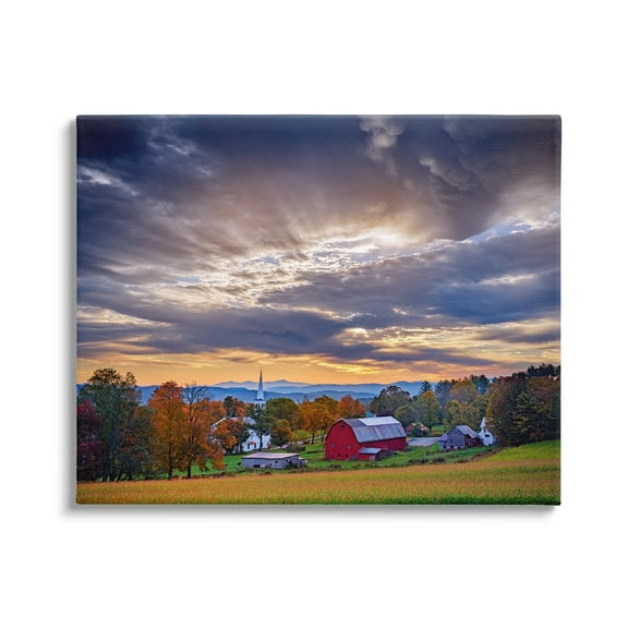 Stupell Rural Farm Pasture Sun Rays Landscape Photography Gallery Wrapped Canvas Print Wall Art