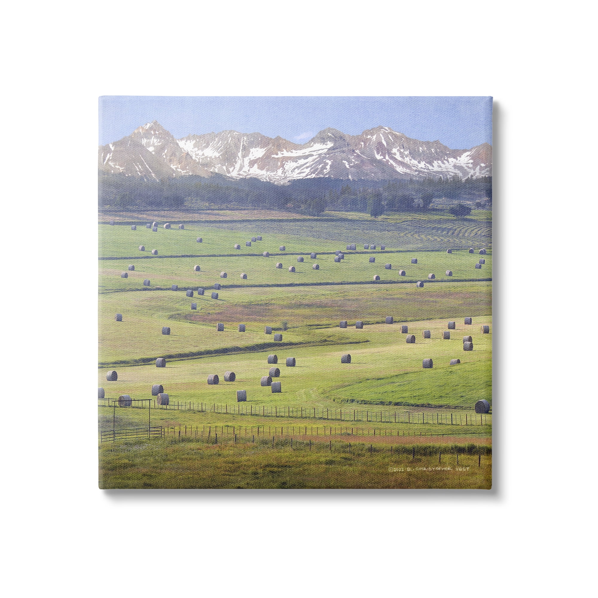 Stupell Rural Hay Bales Farm Pasture Landscape Photography Gallery Wrapped Canvas Print Wall Art