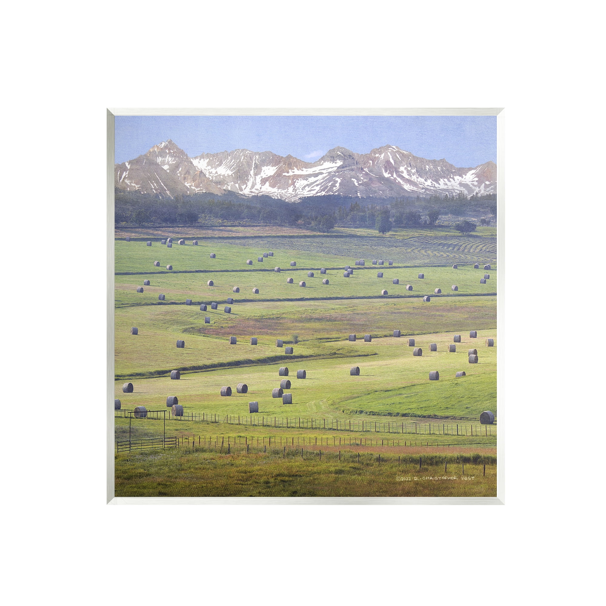 Stupell Rural Hay Bales Farm Pasture Landscape Photography Wall Plaque Unframed Art Print Wall Art