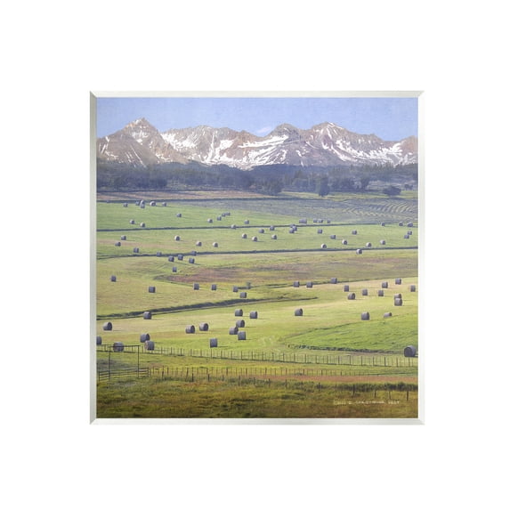 Stupell Rural Hay Bales Farm Pasture Landscape Photography Wall Plaque Unframed Art Print Wall Art