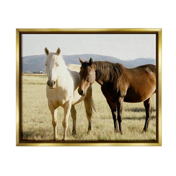 Stupell Rural Horses Animal Nature Photography Animals & Insects Photography Gold Floater Framed Art Print Wall Art