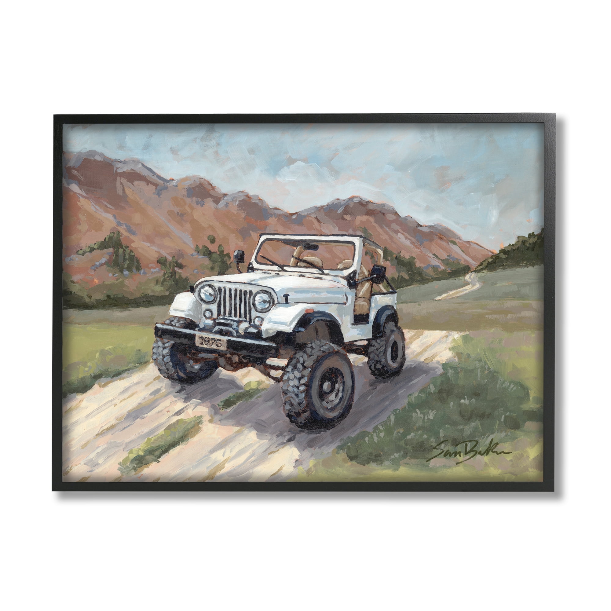 Stupell Rural Off Road Truck Mountainside Transportation Painting Black Framed Art Print Wall Art