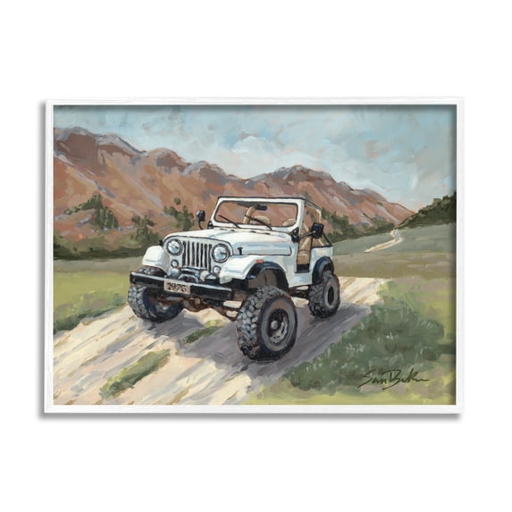 Stupell Rural Off Road Truck Mountainside Transportation Painting White Framed Art Print Wall Art