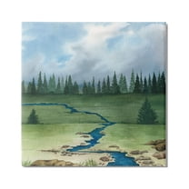 Stupell Rural Stream Flowing Countryside Landscape Painting Gallery Wrapped Canvas Print Wall Art