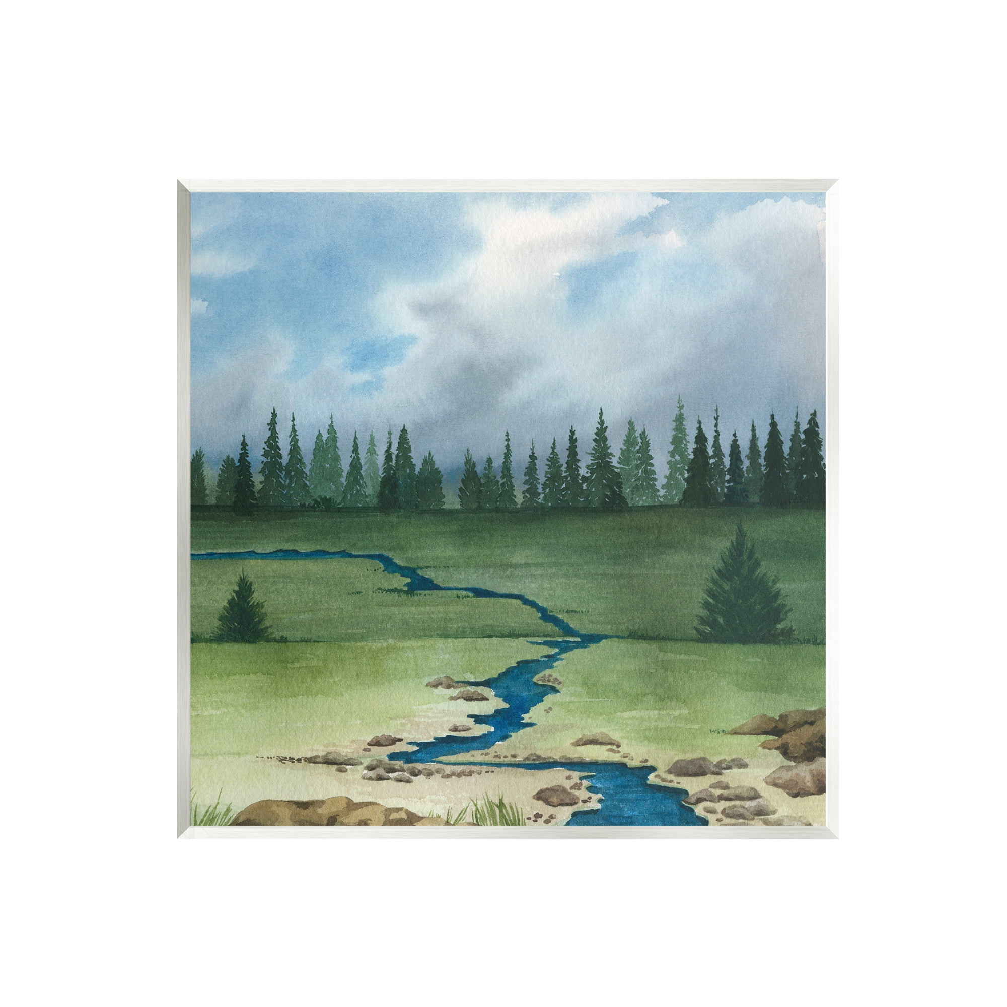 Stupell Rural Stream Flowing Countryside Landscape Painting Wall Plaque Unframed Art Print Wall Art