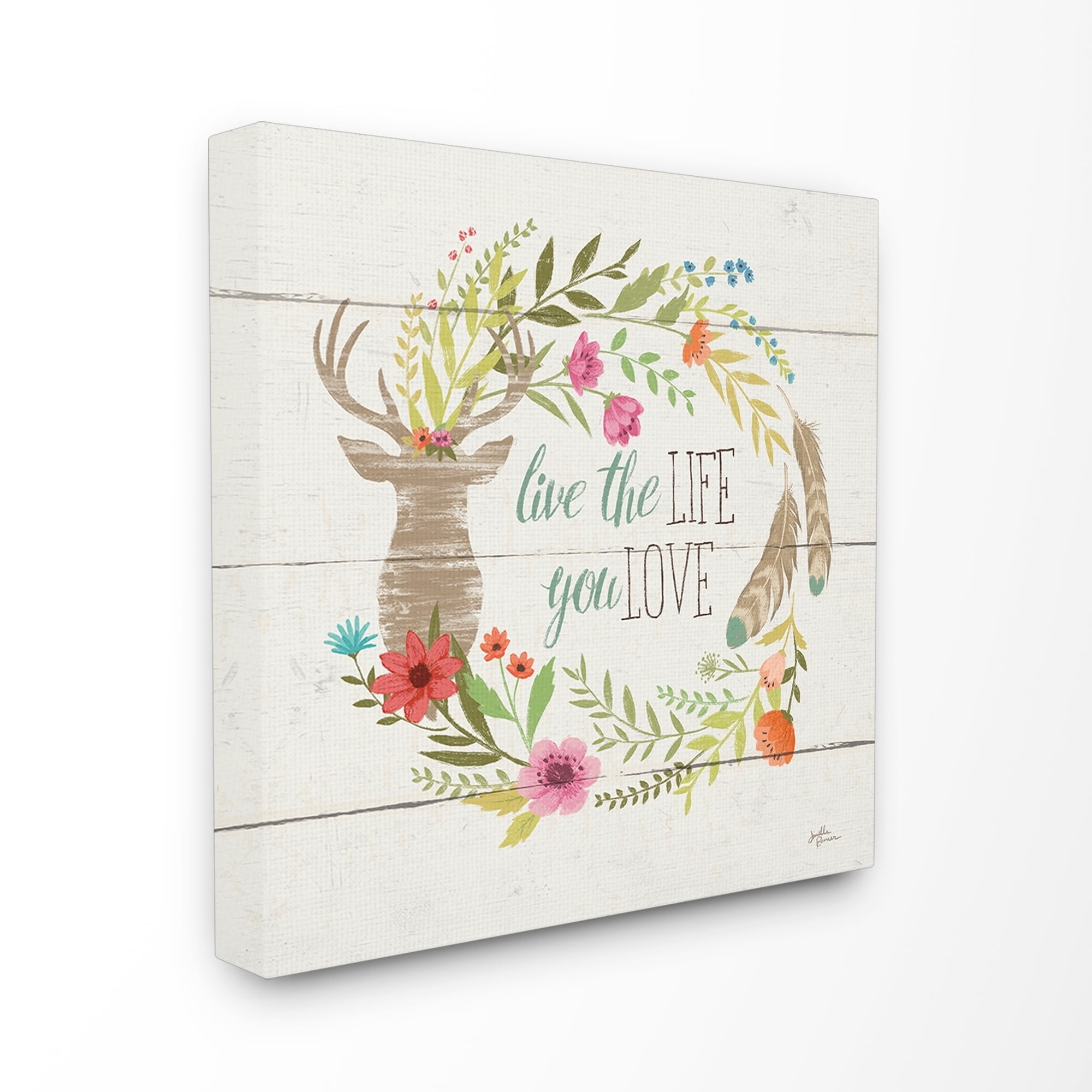 Stupell Rustic Blooms Live the Life You Love Stretched Canvas Wall Art 17 x 17