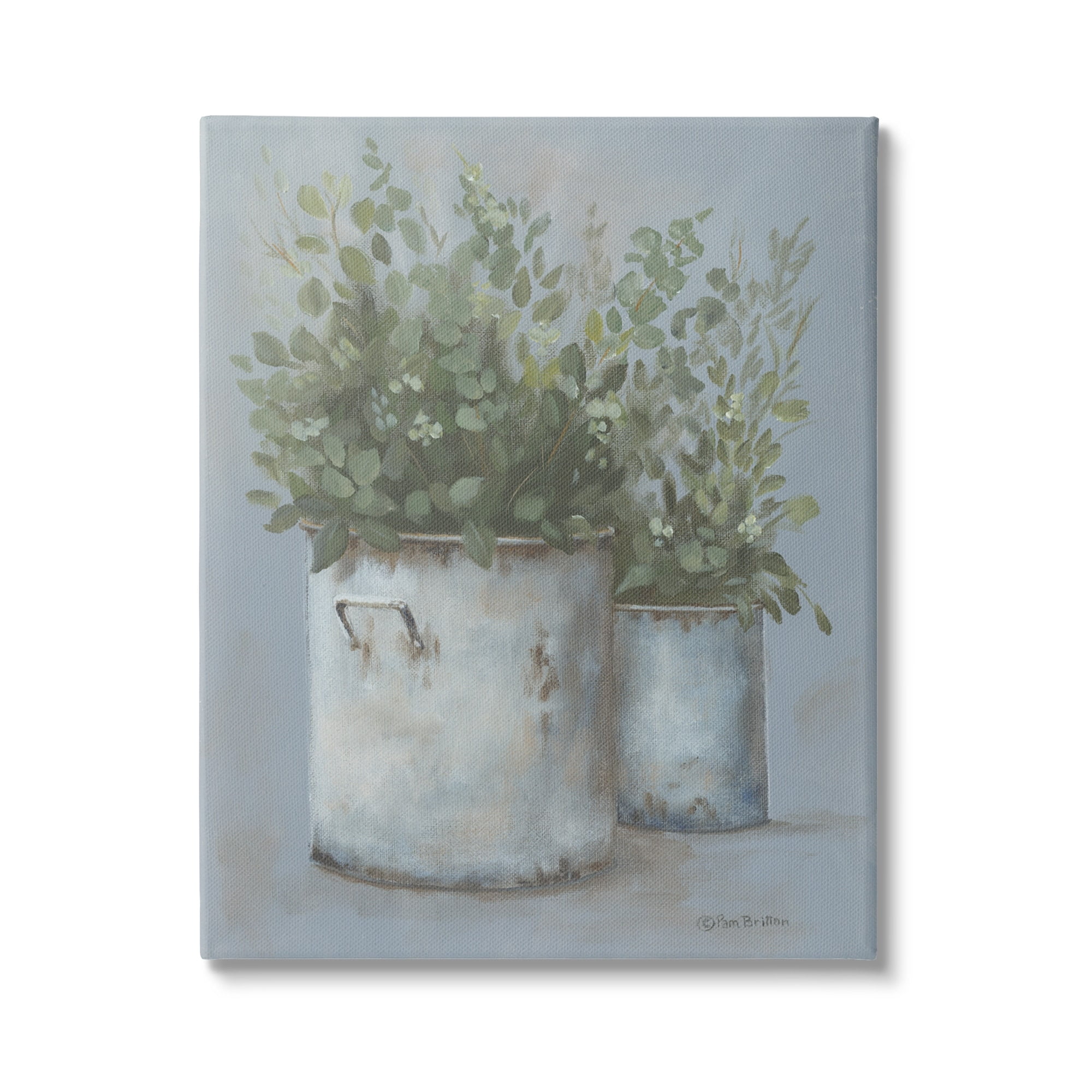 Stupell Rustic Country Potted Plants Botanical & Floral Painting Gallery Wrapped Canvas Print Wall Art