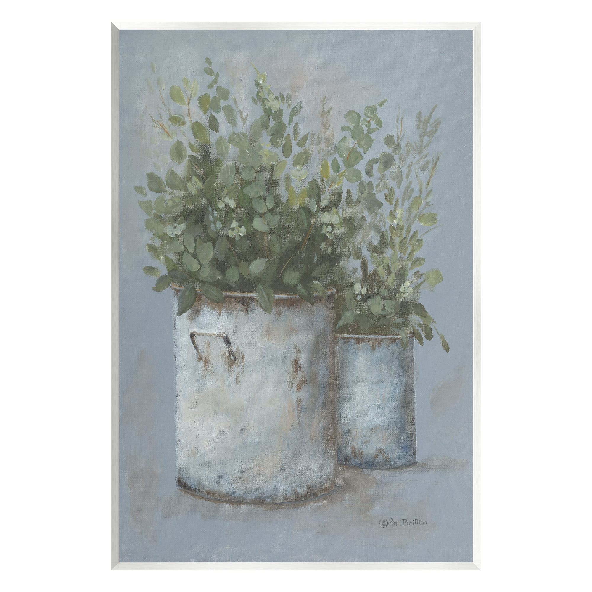 Stupell Rustic Country Potted Plants Botanical & Floral Painting Wall Plaque Unframed Art Print Wall Art