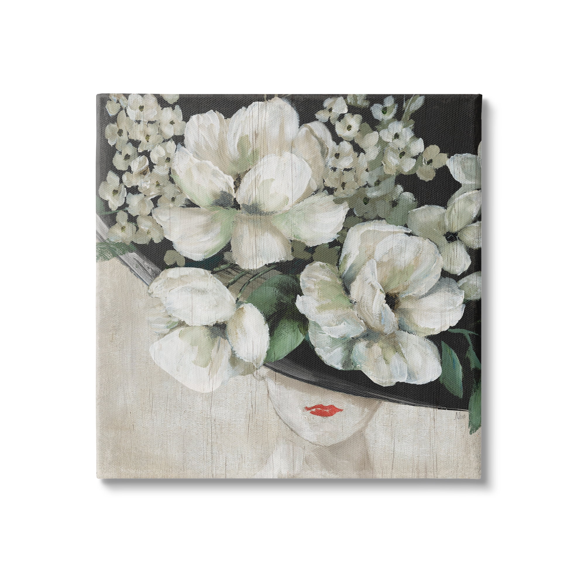 Stupell Rustic Fashion Woman Floral Hat Botanical & Floral Painting Gallery Wrapped Canvas Print Wall Art