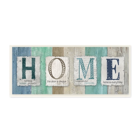 Stupell Rustic Home Typography Sign Blue Birch Pattern Wood Wall Art