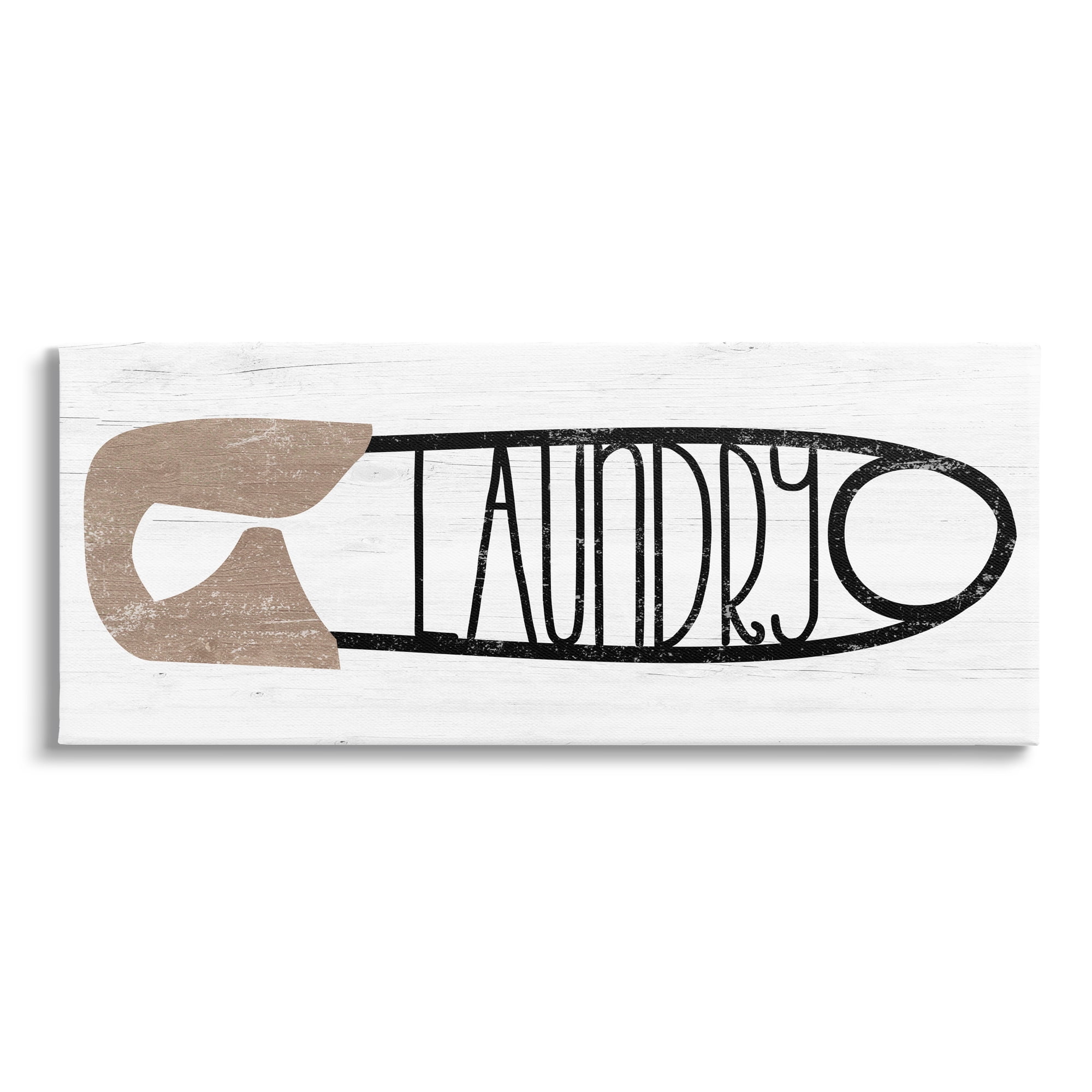 Stupell Rustic Laundry Clothespin Shape Typography Painting Gallery Wrapped Canvas Print Wall Art